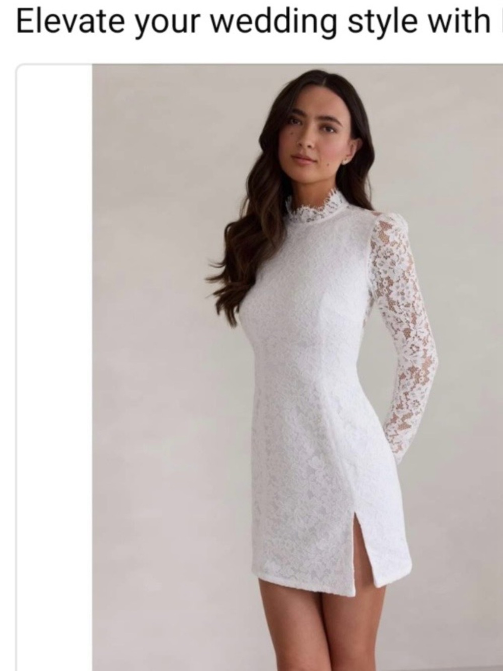 Park & Fifth White Lace High-Neck Long-Sleeve Mini Dress